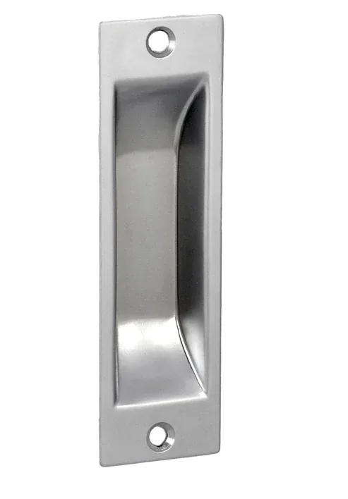 Rectangular flush pull in Satin chrome