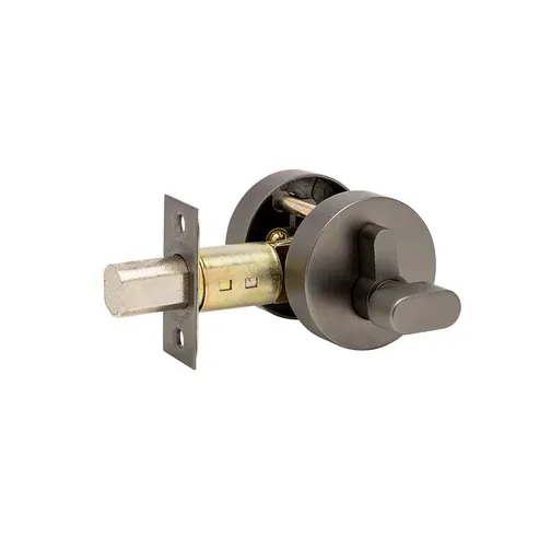 Round deadbolt in Graphite nickel